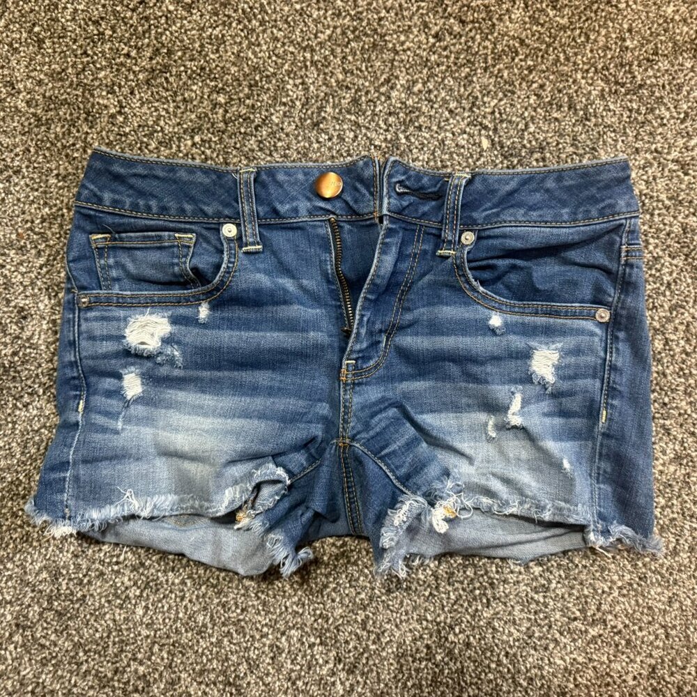 American Eagle, super stretch denim jeans, women's size 6, distressed